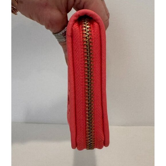 NWOT Kate Spade Coral Perforated Zip-Around Wallet With Gold Hardware orange NEW - Picture 5 of 11